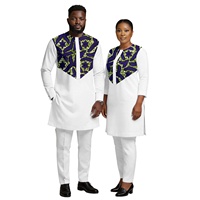 Ensembles Dashiki africains pour hommes, 2 pièces, tenues assorties pour couples, en coton écologique, pour fêtes et bals de promo, 26C029