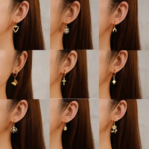 LT- <span class=keywords><strong>MS</strong></span>-668 Boucles <span class=keywords><strong>d</strong></span>'oreilles pendantes à la mode Cerceaux ronds polyvalents en acier inoxydable Plaqué 18K Bijoux simples pour femmes Vente en gros - Product Image 2