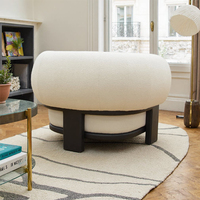 Fauteuil Lounge Nordique Moderne Minimaliste Luxe Léger, Revêtement en Polaire Teddy, Base en Bois Noir, Idéal pour Bureau, Salon, Chambre