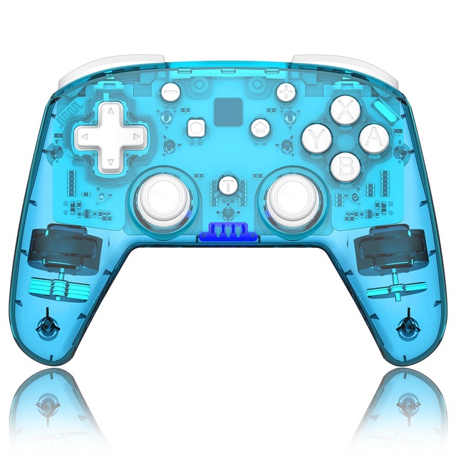 Hot Selling 4 LED Indicators Game Controller Transparent Shell Wireless Blue Tooth Connection Joystick Blue for Nintendo Switch