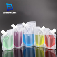 200ml 250ml 500ml recyclable transparent debout poche à bec liquide boisson jus sac à eau avec buse