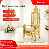 Chaise Trône Dorée à Dossier Haut pour Roi et Reine, Design Européen Moderne, Chaise en Plastique pour Hall d'Hôtel, Club et Événements de Mariage