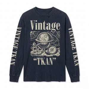 เสื้อยืดแขนยาวผ้าฝ้ายหนาน้ำหนักมากสไตล์วินเทจสำหรับผู้ชายสั่งทำขายส่งราคาถูก พิมพ์ลายกราฟิกสไตล์สตรีทแวร์ - Product Image 1