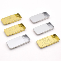 Boîte d'emballage en métal à couvercle coulissant de qualité supérieure, logo personnalisé imprimé, petit conteneur rectangulaire en fer blanc pour cadeaux de luxe, bonbons, menthes