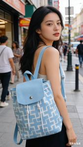 Zaino da donna con stampa geometrica alla moda, borsa casual in maglia di grande capacità con manico per ufficio, scuola, viaggi, uso quotidiano - Product Image 6