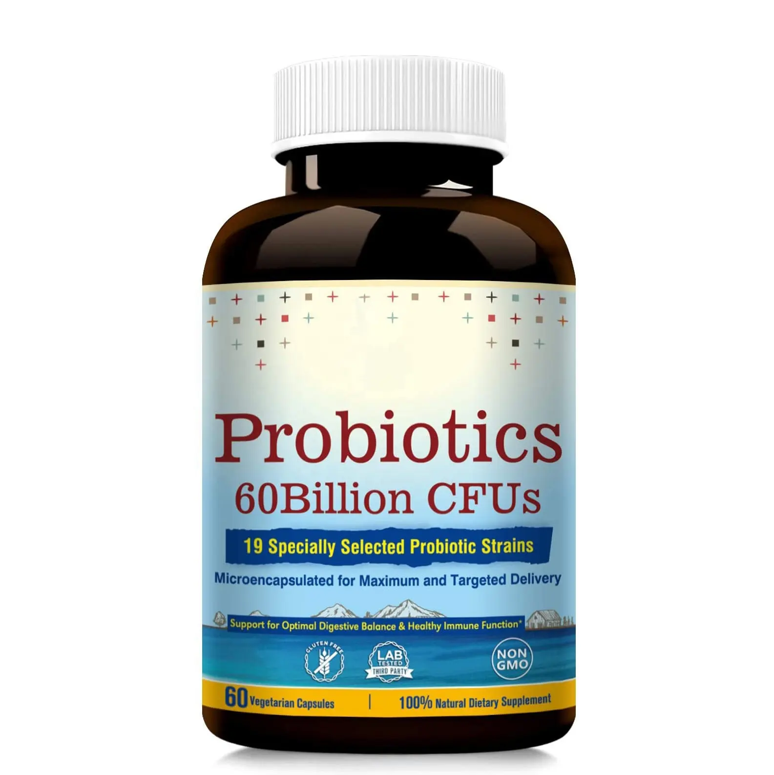 プレバイオティクスを使用したプライベートラベルプロバイオティクス60億CFU19ひずみ酸および胆汁耐性棚安定したサポート消化器