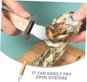 Commercio all'ingrosso frutti di mare Set di strumenti con <span class=keywords><strong>ostriche</strong></span> in legno in acciaio inox <span class=keywords><strong>coltelli</strong></span> sgusciare morsetto e coltello di metallo per sgusciare <span class=keywords><strong>ostriche</strong></span> - Product Image 4