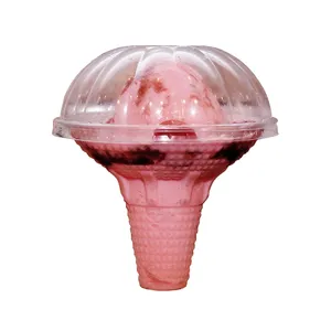 16盎司500毫升宽顶部塑料圆顶宠物冰淇淋杯盖包装