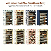 Meuble à chaussures à 10 niveaux avec housse anti-poussière, organisateur de rangement pour chaussures autoportant pour placard