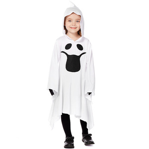 Costume di Halloween XJ - Piccolo fantasma bianco timido - Cappello a punta con maniche larghe e vestito con motivo stampato - Product Image 2