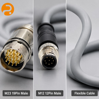 Câble Connecteur Circulaire ROMTRONIC M23 M12, Fil Flexible PUR, Étanche IP67, 300V DC/600V AC, -40~+90, 2 Cœurs pour Robot Servo