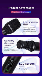 Mejor Micrófono de Karaoke VHF UHF, Micrófono Inalámbrico Profesional de Condensador, Micrófono Inalámbrico de Mano <span class=keywords><strong>para</strong></span> Cantar en la Iglesia - Product Image 4