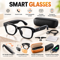 Lunettes Intelligentes IA avec Caméra 800W, Enregistrement Photo et Vidéo, Traduction IA, Assistant Vocal, Transfert WiFi, Étui de Recharge 3600mAh