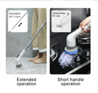 Brosse de nettoyage électrique sans fil avec 9 têtes de brosse remplaçables poignée d'extension réglable pour salle de bain
