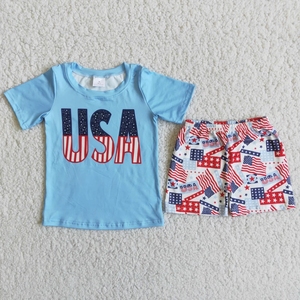 Conjunto de Pantalones Cortos Azules para Niño, Estilo USA - Product Image 1