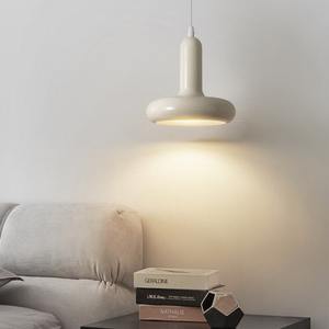 Bauhaus Style Creamy White LED Iron <b>Pendant</b> Lamp with Adjustable Height Middle Size for Bedroom Hallway Dining Room - Product Image 4