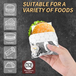 Tổ Ong Hình In Ấn Nhôm Lá Mỏng Không Thấm Mỡ Bánh Sandwich Bọc Cho Bánh Mì Kẹp Thịt Và Các Bên Nhiều Lớp Bánh <span class=keywords><strong>Burger</strong></span> Giấy Gói - Product Image 3