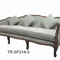Canapé d'angle Chesterfield en tissu 3 places avec structure en bois pour salon, mobilier simple pour la maison