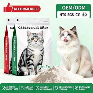 Nouvelle litière pour chat en manioc biodégradable et écologique, de type 99,9 % désodorisante, douce, sûre, à absorption instantanée, agglomérante, de forme irrégulière - Product Image 1