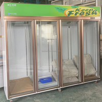 Vitrine Réfrigérée Commerciale BESFRESH pour Boissons, 5 Portes, Double Couche, Verre Creux, Affichage LED, Compresseur Haute Puissance pour