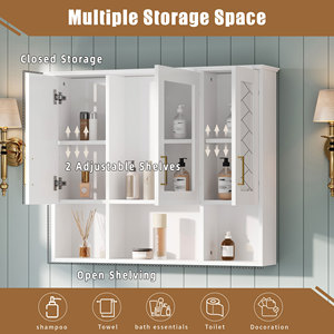 Armoire à pharmacie murale 2 en 1 de 35 pouces avec étagères réglables, portes à fermeture douce, miroir haute définition, rangement pour salle de bain - Product Image 6