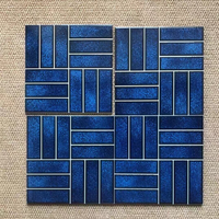 Carrelage Mosaïque en Porcelaine Bleu Royal Luxe 300x300 Brillant Émaillé Résistant aux Acides Antidérapant pour Hôtels, Spas, Douches, Zones Humides et Cuisines