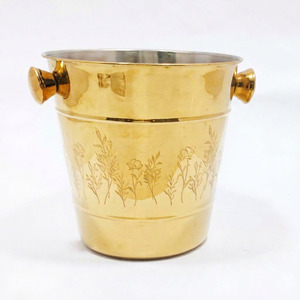 Cubo de Hielo para Vino de Acero Inoxidable con Acabado Dorado Premium, Enfriador de Champán con Asas Laterales para el Hogar, Bar, Fiestas y Restaurantes - Product Image 1