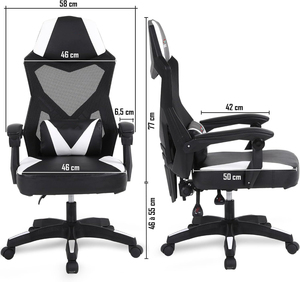 Chaise de bureau OEM d'usine noire et blanche, design moderne, confortable, élégante, chaise de gaming respirante en maille et cuir, Silla <span class=keywords><strong>Gamer</strong></span> - Product Image 6