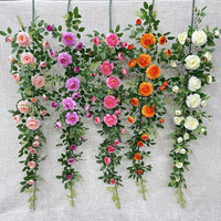 Guirlande de roses artificielles en soie, diverses couleurs, pour décoration florale de mariage et de fête