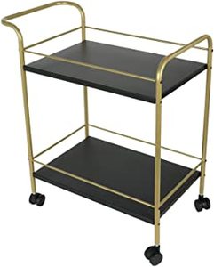 Kitchen Furniture Drinks <b>Serving</b> <b>Trolley</b> Cart 2 Tiers <b>Trolley</b> Wooden Cart Golden Metal Bar Cart With Wine Rack Beverage Service - Product Image 4
