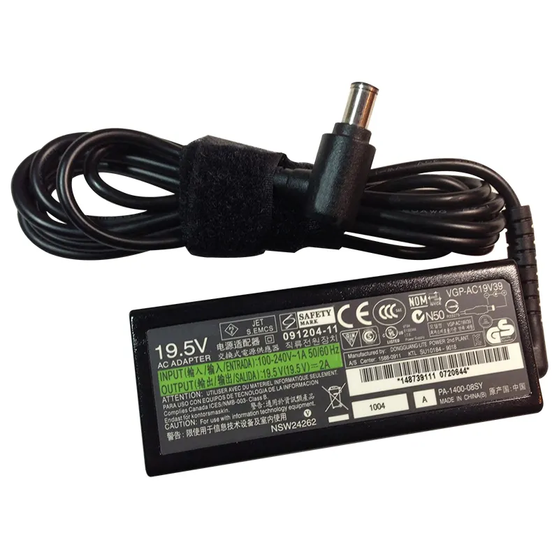 High quality new adapter VGA-AC19V39 for Sony 19.5V 2A 39W power adapter 6.5x4.4 mm laptop adapter for Sony New