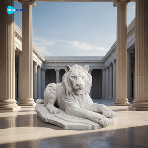 Estatua de Tigre Acostado en Mármol para Jardín Exterior, Villa, Templo e Iglesia - Diseño Europeo de Gran Tamaño, Hecho a Mano y Personalizable - Product Image 5