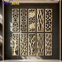 Paravents en acier inoxydable sur mesure, motif de feuilles gravé au laser, écran métallique pour la décoration intérieure de villas de luxe et d'hôtels