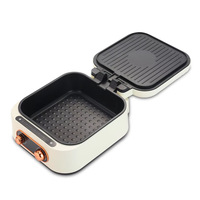 Gril électrique multifonction 3 en 1 pour marmite électrique domestique, barbecue, shabu-shabu, crêpière à crêpes, pizza, ouverture à 180 °