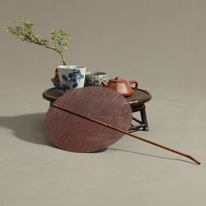 Éventail en bambou avec manche œil de phénix, grande taille, couleur laquée, objet d'art de collection - Product Image 3