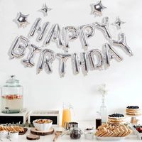 Ensemble de ballons en aluminium personnalisé bannière joyeux anniversaire avec ficelle et paille pour ballons de décoration de fête d'anniversaire