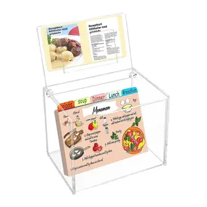 4x6 Clear Restaurant Index Storage Holder Acrylic Recipe Card Box with Lid Slot