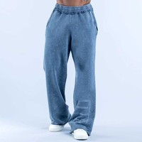 Pantalon de survêtement pour homme en molleton bouclé 100 % coton, coupe droite, ourlet brut, extensible dans les quatre sens, coupe oversize, séchage rapide, idéal pour l'hiver et la gym, avec logo personnalisé 2025