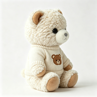Ours en peluche personnalisé beige clair, moelleux, avec pull tricoté et broderie d'ours, jouet animal en peluche mignon et doux
