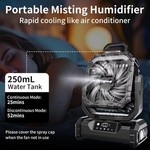 Ventilateur de bureau portable personnalisé 20000mAh avec lumière LED, rechargeable USB, pulvérisation d'eau, refroidissement rapide et contrôle tactile pour la maison - Product Image 2