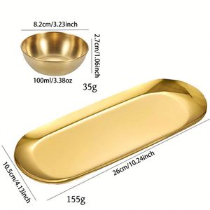 Ensemble de plats à condiments de luxe en or avec plateau, mini-plats à sauce pour apéritifs, collations, tacos, barbecue, plateau à fromages, restaurants - Product Image 3