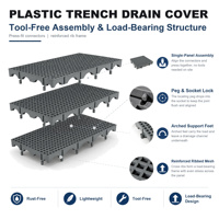 Grille de drainage WPC à dégagement rapide, couvercle de caniveau antidérapant et étanche pour ferme d'élevage, garage, drainage de sol extérieur, vente en gros