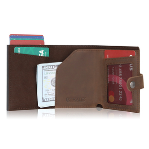 Precio al por mayor diseño libre personalizar Logo 100% genuino <span class=keywords><strong>vaca</strong></span> ocultar Crazy Horse billetera de cuero para los hombres - Product Image 2