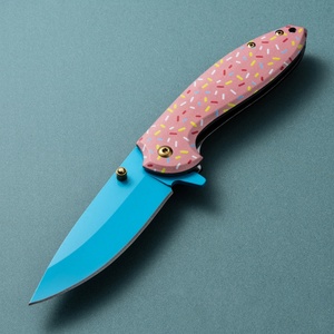 Cuchillo Plegable de Hoja Fija para Camping y Caza al Aire Libre, Mango Tipo Donut, Hoja de Acero Inoxidable, ABS, 190mm de Longitud Total, Portátil - Product Image 3