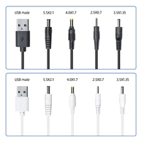 Cable de Carga USB DC 12V 3A con Conductor de Cobre y Aislamiento de PVC para Electrodomésticos y Computadoras, Tamaños 5.5/4.0/3.5/2.5mm