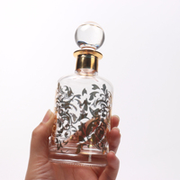 Bouteille d'exposition vide de parfum en verre de luxe 250ml avec boîte dessin doré