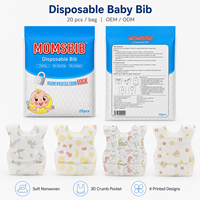 MOMSBIB Lot de 20 bavoirs pour enfants en tissu non tissé, sans BPA, imperméables, anti-déversement et anti-salissures, pour l'alimentation, 13-36 mois