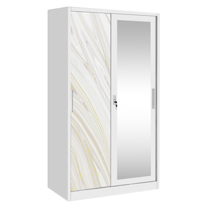 Armoire coulissante en acier de haute qualité avec miroir pour mobilier de chambre moderne - Product Image 6