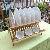 Support de vaisselle pliable en bambou à double niveau, multifonctionnel, pour coin de cuisine, prix réduit, direct usine