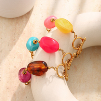 Bracelet Dreamshow en perles acryliques plaqué or avec fermoir OT, perles épaisses colorées, bijoux ajustables pour femmes, bijoux de créateur